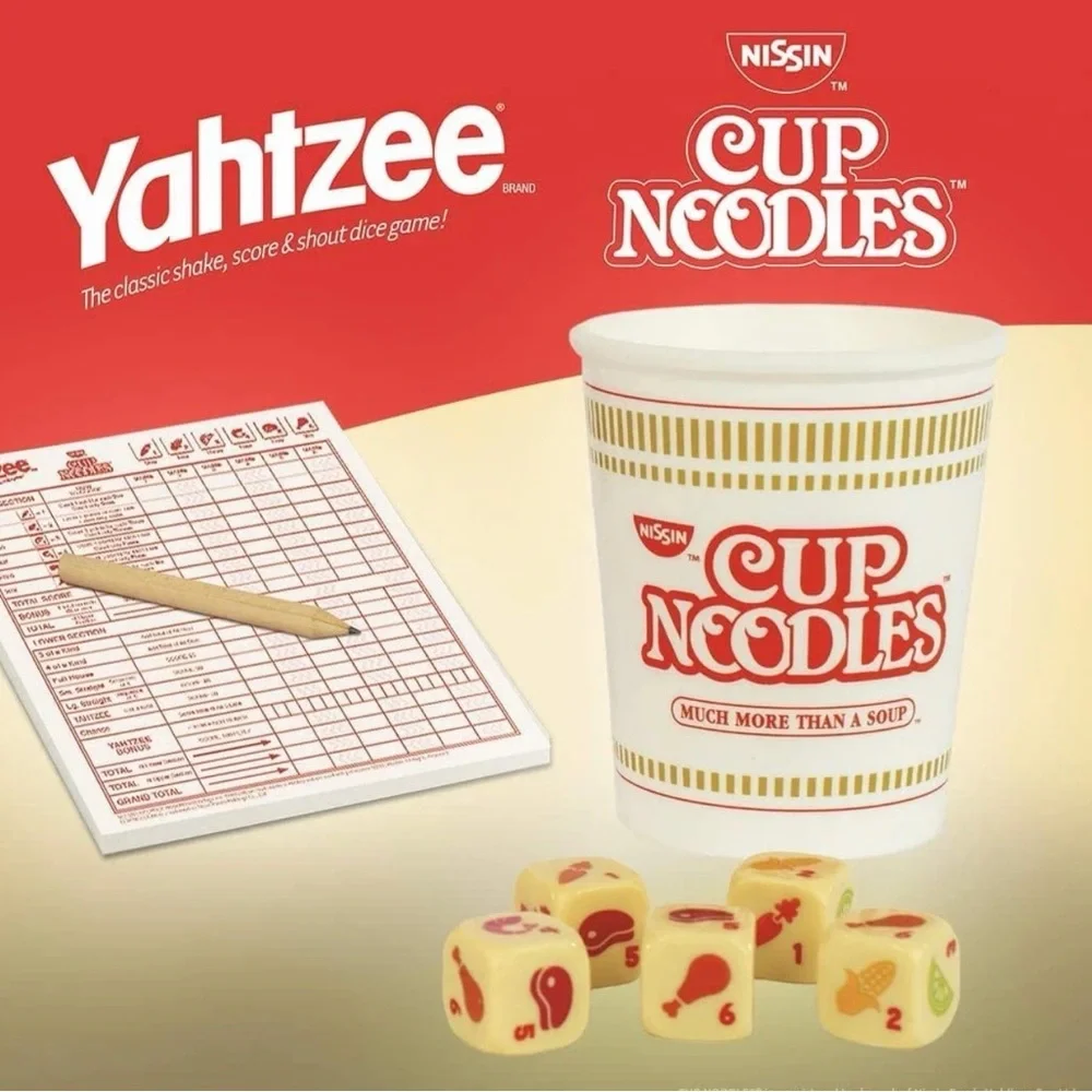 Yahtzee Cup Noodles Party Game - Red & Cream